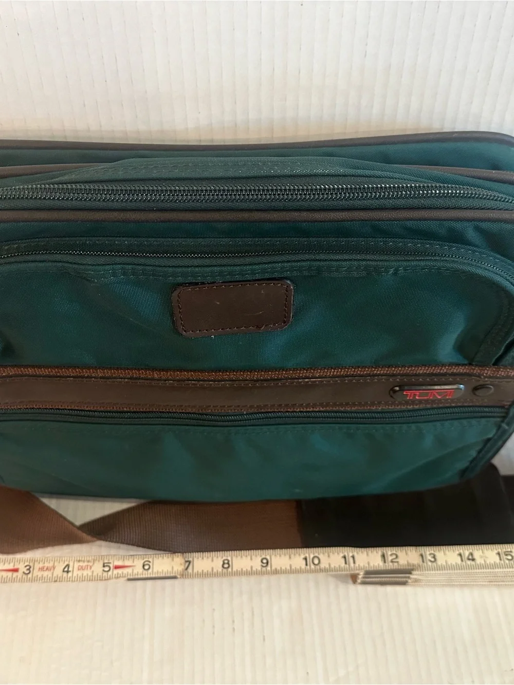 vintage green and brown ballistic nylon TUMI 2-Way Briefcase Messenger Bag Mint